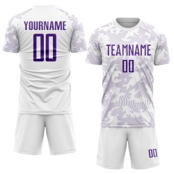 Sublimation Jersey Soccer Uniform White Purple Custom
