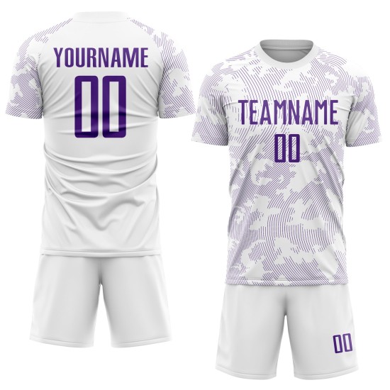 Sublimation Jersey Soccer Uniform White Purple Custom Sublimation Jersey Soccer Uniform White Purple Custom