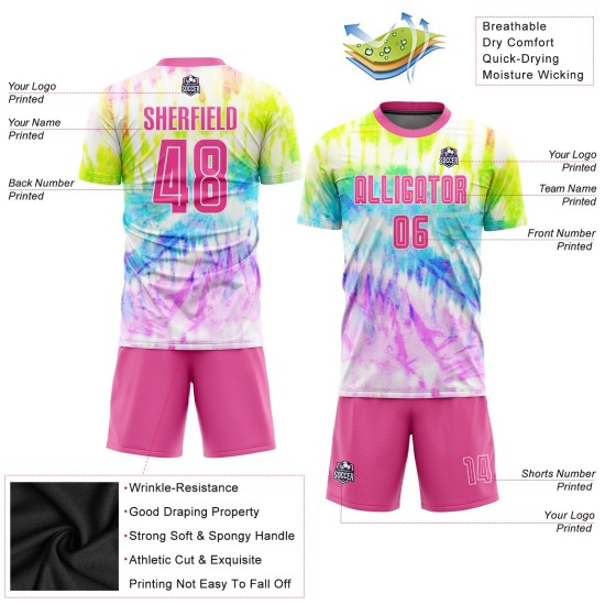 Tie Sublimation Custom Uniform Pink-White Dye Jersey Soccer Tie Sublimation Custom Uniform Pink-White Dye Jersey Soccer