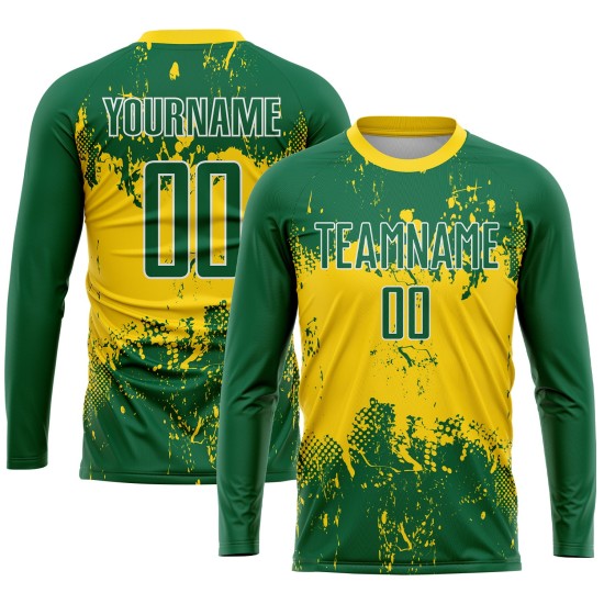 Jersey Green Green-Gold Custom Uniform Soccer Sublimation Jersey Green Green-Gold Custom Uniform Soccer Sublimation