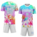 Sublimation Custom Dye Soccer Uniform Tie Blue White-Light Jersey