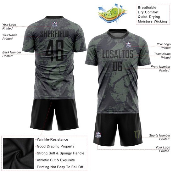 Uniform Olive Sublimation Soccer Service Black Custom Jersey Salute To Uniform Olive Sublimation Soccer Service Black Custom Jersey Salute To