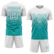Aqua Jersey Soccer White Custom Uniform Sublimation