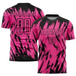 Custom Pink Sublimation Uniform Black Jersey Soccer