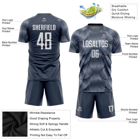 Sublimation Steel Uniform Soccer Jersey White Gray Custom Sublimation Steel Uniform Soccer Jersey White Gray Custom