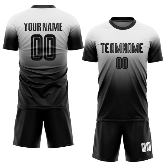 Soccer Fade Jersey White Sublimation Black Uniform Custom Fashion Soccer Fade Jersey White Sublimation Black Uniform Custom Fashion