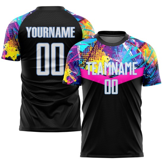 Blue Soccer Jersey Black Uniform White-Light Sublimation Custom Blue Soccer Jersey Black Uniform White-Light Sublimation Custom