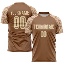Soccer Uniform Brown Sublimation Jersey Cream-Camo Custom