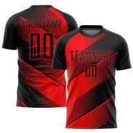 Black Soccer Red Jersey Sublimation Custom Uniform