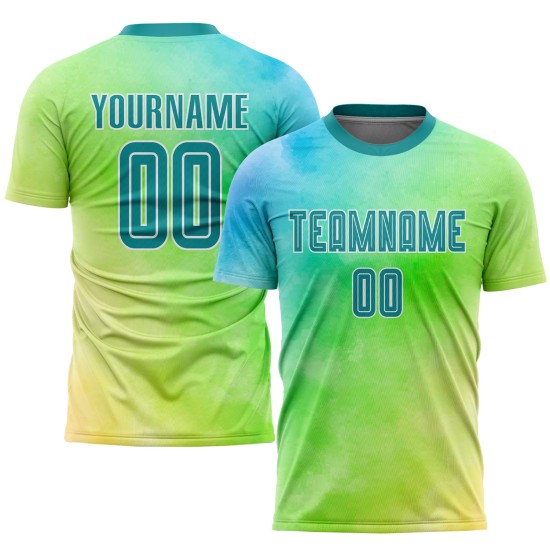 Custom Dye Jersey Teal-White Soccer Tie Sublimation Uniform Custom Dye Jersey Teal-White Soccer Tie Sublimation Uniform