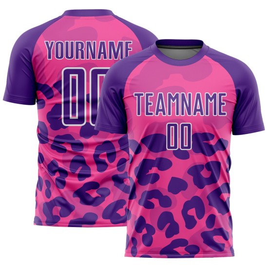 Jersey Purple-White Pink Sublimation Custom Uniform Soccer Print Animal Jersey Purple-White Pink Sublimation Custom Uniform Soccer Print Animal