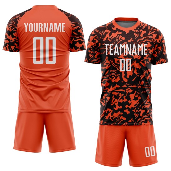 Uniform Sublimation Custom Orange Jersey White-Black Soccer Uniform Sublimation Custom Orange Jersey White-Black Soccer