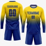 Fashion Jersey Sublimation Uniform Gold Royal Soccer Fade Custom Fashion Jersey Sublimation Uniform Gold Royal Soccer Fade Custom