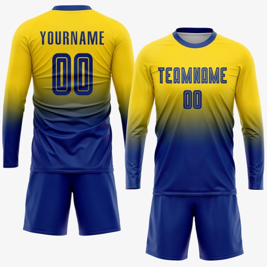 Fashion Jersey Sublimation Uniform Gold Royal Soccer Fade Custom Fashion Jersey Sublimation Uniform Gold Royal Soccer Fade Custom