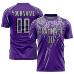 Purple Soccer Custom Gray-Black Uniform Jersey Sublimation Purple Soccer Custom Gray-Black Uniform Jersey Sublimation