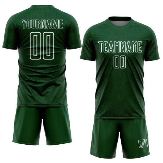 Green Sublimation Custom Soccer Uniform White Geometric Shapes Jersey Green Sublimation Custom Soccer Uniform White Geometric Shapes Jersey