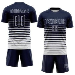 Soccer Pinstripe White Fashion Custom Sublimation Navy Jersey Uniform Fade