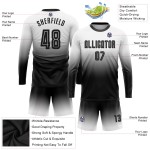 Fashion Sublimation Jersey Uniform Fade Black Sleeve Soccer Custom Long White Fashion Sublimation Jersey Uniform Fade Black Sleeve Soccer Custom Long White