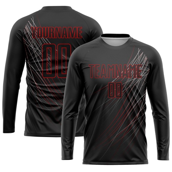 Uniform Custom Black Jersey Soccer Black-Red Sublimation