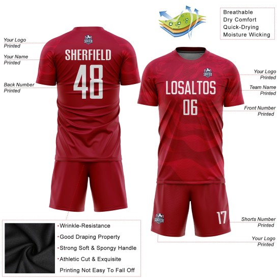 Jersey Soccer Sublimation Uniform Red Custom White Jersey Soccer Sublimation Uniform Red Custom White