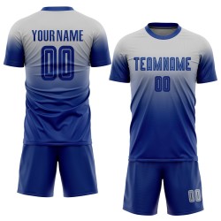Fashion Custom Jersey Uniform Royal Fade Gray Soccer Sublimation