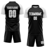 Custom Soccer Black White Jersey Uniform Sublimation