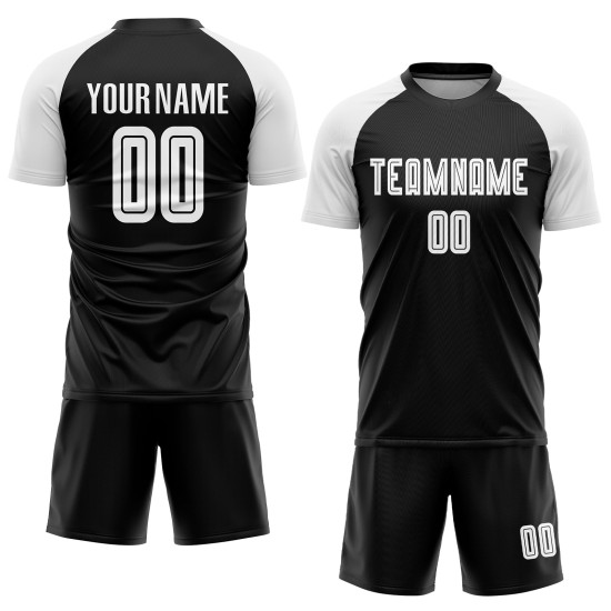 Custom Soccer Black White Jersey Uniform Sublimation Custom Soccer Black White Jersey Uniform Sublimation