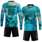 Soccer Custom Dye Tie Uniform Teal-Black Sublimation Jersey Soccer Custom Dye Tie Uniform Teal-Black Sublimation Jersey