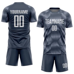 Sublimation Steel Uniform Soccer Jersey White Gray Custom