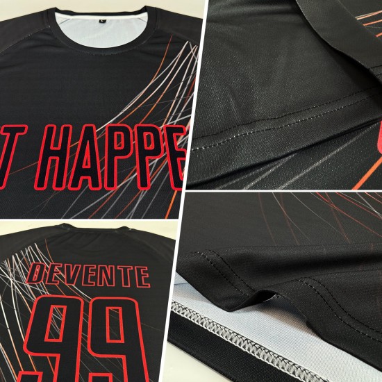 Uniform Custom Black Jersey Soccer Black-Red Sublimation