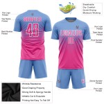 Custom Jersey Soccer Uniform Blue Light Sublimation Pink-White Custom Jersey Soccer Uniform Blue Light Sublimation Pink-White